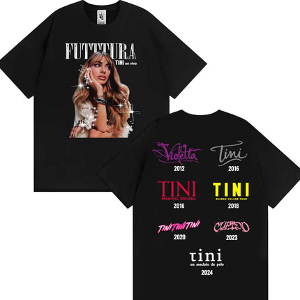 Singer TINI STOESSEL Futtura Album 2025 Tour T-shirt Men Women Fashion Aesthetic Retro Tee Shirt Cotton Casual Oversized T Shirt