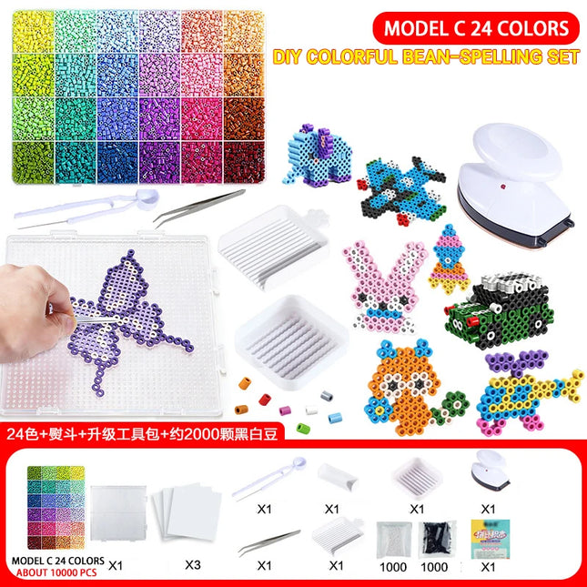 Bestseller 24/48 Colors Fuse Beads Complete Set, 2.6mm Perler Beads for 3D DIY Craft, with Ironing Papers, Gift for Kids Teens