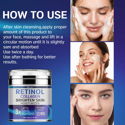 SUYARUN Retinol & Collagen Anti-Aging Face Cream - Wrinkle Reduction, Moisturizing & Brightening, Improve dry skin.