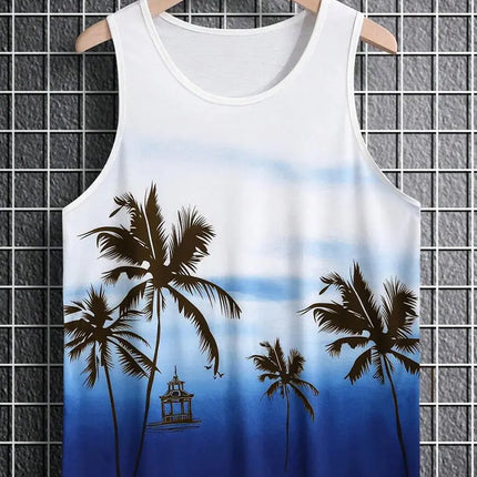 Summer Daily Casual Men's Sleeveless T-shirt Hawaiian Men's Tank Top Outdoor Beach Men's Tank Top Street Fashion Men's Tank Top