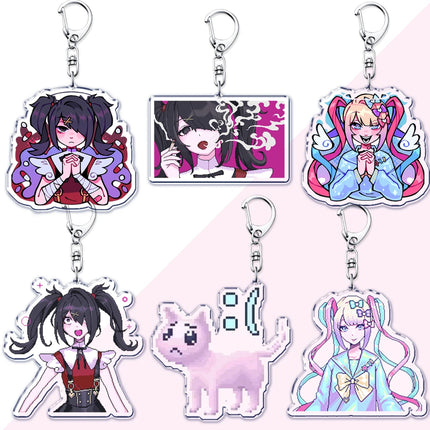 Video Game Ame Chan Keychains for Women Accessories Needy Streamer Emoji Cat Overload Girl Overdose Keyring Fans Friends Gifts