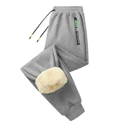 Winter Mens Sweatpants EU Size Thick Warm Fleece Lined Loose Joggers Sportswear Zip Pockets Casual Outdoor Track Pants Plus Size