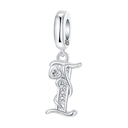 925 Sterling Silver  A-Z 26 English Letters Retro Fashion Pendant Fit Original Bracelet Charm Beads Necklace Diy Female Jewelry