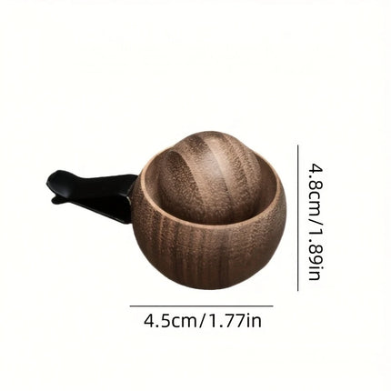 Natural Wood Car Diffuser Flame-Proof Spherical Air Freshener Wooden Odor Eliminator for Car & Home Bedroom Office Desk Interior