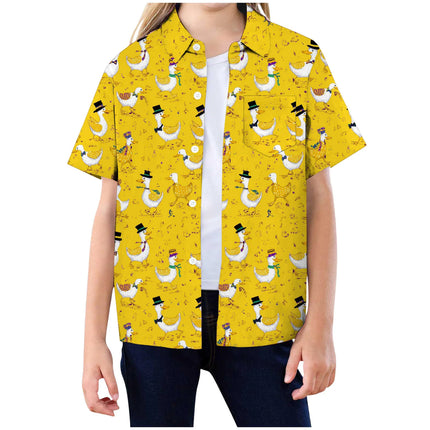 T Shirts Duck Shirt For Kids Funny Rubber Duck Print Colorful Carnival Shirt Button Down Children'S Clothing 아동복