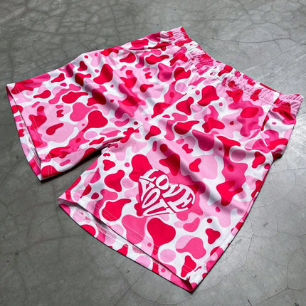 2026 Summer New Men's Shorts with 3D Heart Pattern Print - Street Casual Fashion Comfortable Breathable Lightweight