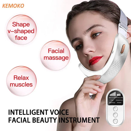 V Face Lift Massage Device Face Contour EMS Massage Double Chin Remove Red Blue Light Heat V-shaped Face Lift Beauty Instrument