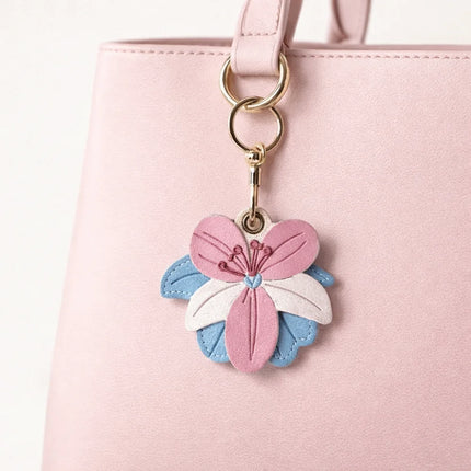 Fashion Cartoon Flower Keychain PU Leather Access Control Card Holder Bag Pendant Ornament Multicolor Bag Hanging Men