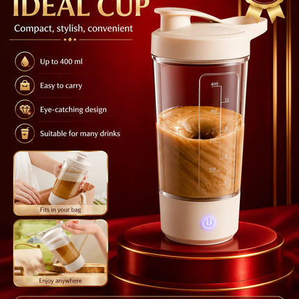 Portable Auto Stirring Cup, Transparent Measuring Electric Blender USB Charging for Milk Powder Smoothies