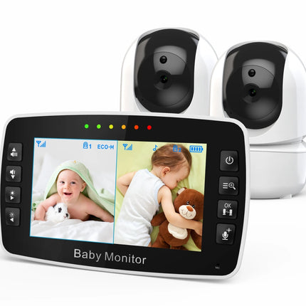New Baby Monitor Two camera 4.3Inch Wireless With PTZ Camera High Security Camera Night Vision Temperature Monitoring Baby