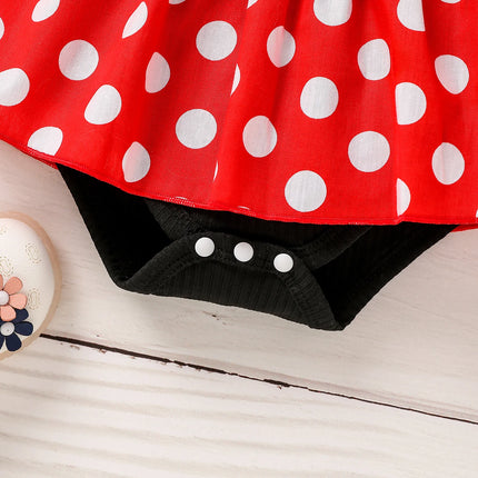 Newborn Baby Girl  Polka dot Dress With Bow Outfit - Soft Summer Wear for Infants - Cute  Clothig +Headband