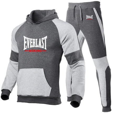 Everlast 2025 Spring Autumn Men's New Hight Quality Hoodies Sweatshirts Cotton Tops+Sweatpants Sports Running Two Pieces Sets