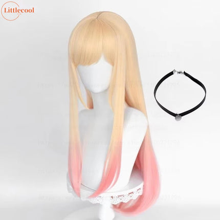 High Quality Anime Marin Kitagawa Cosplay Wig 80cm Long Straight Pink Dyeing Ombre Heat Resistant Synthetic Hair Wigs + Wig Cap