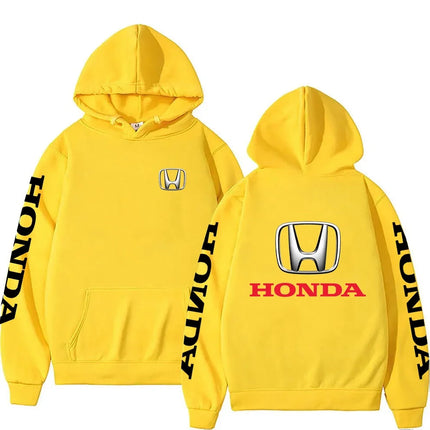 New Autumn/Winter Honda Racing Men's Black Hoodie, Stylish Men's Sweatshirt, Sporty Women's Street Style Pullover