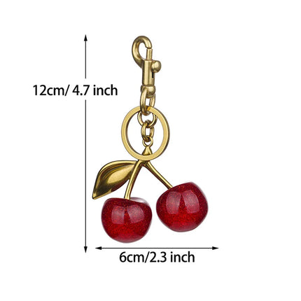 Cherry Charm Handbag Pendant Keychain for Women, Exquisite Internet-Famous Crystal Cherry Bag Accessories High-Grade Pendant