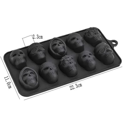 Skull Ice Cube Mold 10-Grid Skull Ice Mold for Halloween Kitchen Tools Reusable Making Accessory for Chocolate Ice Cream And
