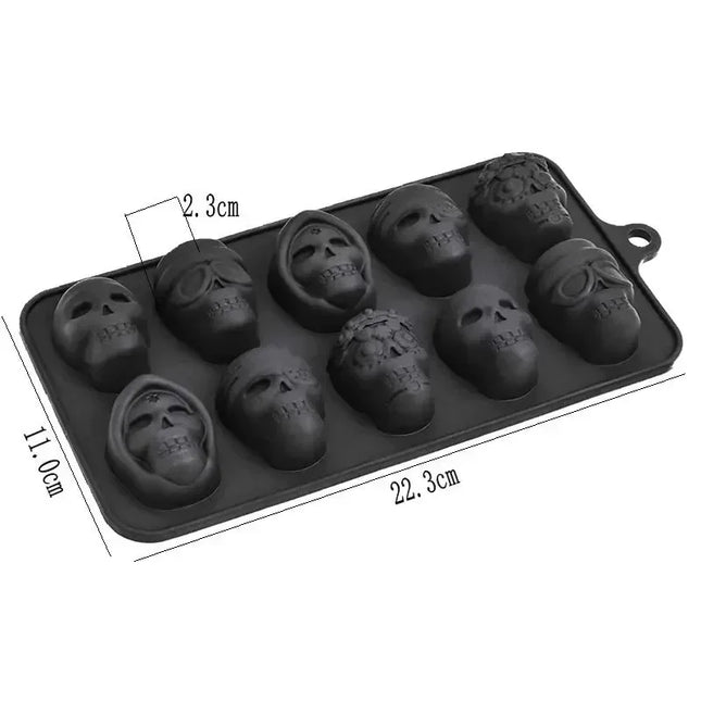 Skull Ice Cube Mold 10-Grid Skull Ice Mold for Halloween Kitchen Tools Reusable Making Accessory for Chocolate Ice Cream And