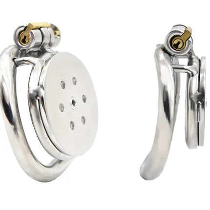 Male Chastity Device Flat Round Hole Metal Chastity Lock,Cock Cage,Urethra Catheter,Penis Ring,Bondage Belt Sex Toys For Men Gay