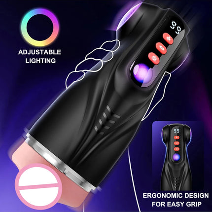 Automatic Male Masturbator Vibrating Sucking Machine Simulation Blowjob Pocket Pussy Kit with 3 Removable Liners Sex Toy for Men