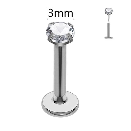 ASTM F136 G23 Titanium The ball Tragus Earring Threadless Piercing Heart Cubic zirconia Pin Daith Conch Push in Labret Stud