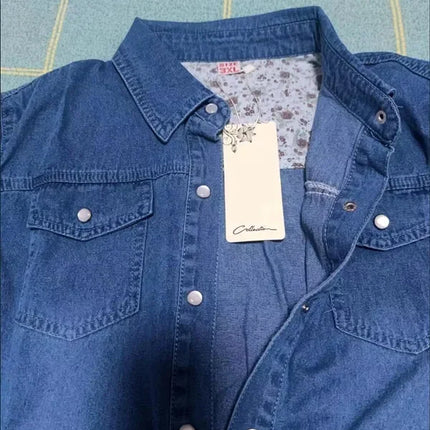 Slim Fit Mid-Length Long Sleeve Denim Shirt Women's Cotton Base Layer Shirt Autumn Winter Polo Collar Pocket Design Jeans Jacket
