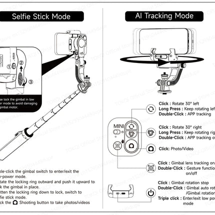 C22 AI Face Tracking Handheld Gimbal Stabiliser 360° Rotation Shoot Selfie Stick Tripod for Mobile Phone, 1/4'' Screw for Camera