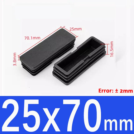 Black Plastic Square Oblong Pipe Plug 13x13mm~100x100mm Insert Table Chair Furniture Foot Cover Anti Slip Blanking End Cap