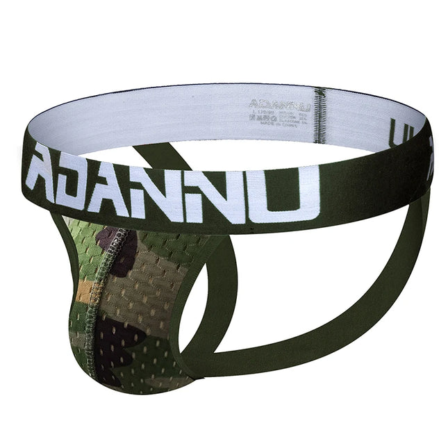 ADANNU Brand sexy gay jockstrap men underwear breathable thong men g-string cueca tanga male panties quick dry sexy gay bikini