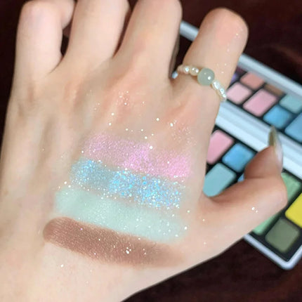 DIKALU 16 Color Eyeshadow Palette Professional Women Makeup Long-Lasting Pearly Shiny Pink Blue Green Eye Shadow Palette Glitter