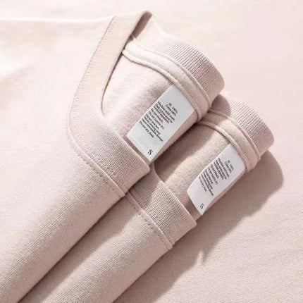Men's and Women's T-shirts 300G Heavy Gray-purple Round Neck Short-sleeved T-shirts Women's Basic Pure Cotton Simple