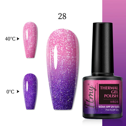 Halloween Theme Glitter Heat Nail Polish, Temperature Changing Color Removable UV LED Glitter Gel Polish, Mood Changing Nail Pol