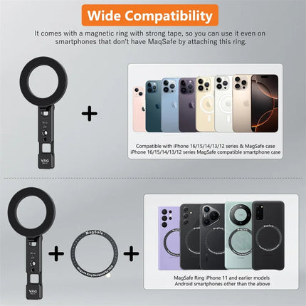 Magnetic Phone Holder Stand MagSafe Cold Shoe Tripod Mount w 1/4 Screw for iPhone Android Phone Desktop Live Streaming Vlog