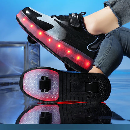 Kids Sneakers USB Recharge Light Up Skates Shoes Boys Girls Casual Skateboarding Shoe Roller Skate Outdoor Sports Shoes With LED