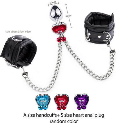 Thierry Handcuffs  to Anal Plug Wrist Ankle Cuffs Bondage Restraints Fetish Bdsm Kit Adult Games Product Sex Toys for Women Men