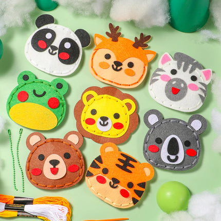 8-piece Forest Animal DIY Sewing Kit Beginner Handicraft Material Pack Cute Cartoon Animal Tiger Panda  Pendant Birthday Gift Cr