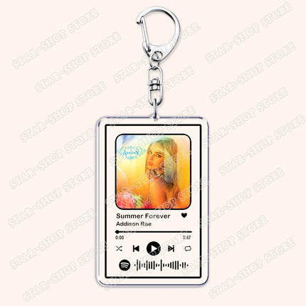 Hot Singer Addison Rae Songs Keychains for Women Accessories Bag Diet Pepsi Aquamarine Music Keying Jewelry Fans Friend Gifts