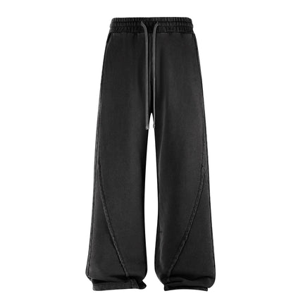 2025 High Street Scattered Edge Personalized Splicing Wide Leg Sweat Pants Men Baggy Vintage Washed Joggers Athletic Drawstring