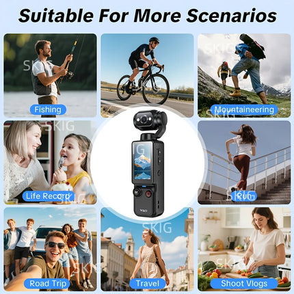 SKIG 1080P FHD Video Camera with 1.9" CMOS, USB Rechargeable, 180° Rotating Action Camcorder for Vlogging, Vlogging Camera