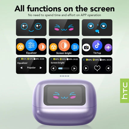 【HTC NE54】 Bluetooth V6.0 Earphones AI Translator LCD Screen Earbuds OWS Ear Clip Headphones Wireless Headphones Noise Reduction