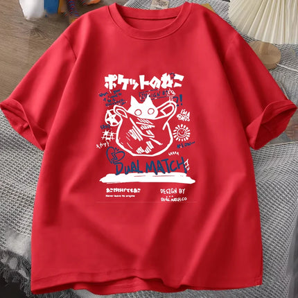 Cat T Shirt Women Casual Personality Round Neck Short Sleeve Fashion T Shirt Cat Lover Summer Loose T Shirts