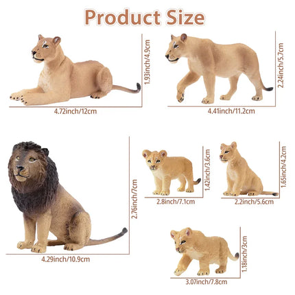 6Pcs Simulation Lion Wildlife Animal Model Toy Mini Large Giraffes Figures Dolls Action Figurines Toys for Children Set Gift