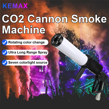 Handled LED Co2 Cannon DJ Party Co2 Dj Fog Jet with Spiral RGB Fog Gun Stage Effect Smoke Machine for Nightclub Wedding Disco