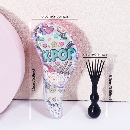 2pcs KPOP cartoon massage brush set - anti-static shower brush, comb cleaning brush cleaning tool, special for real hair wigs