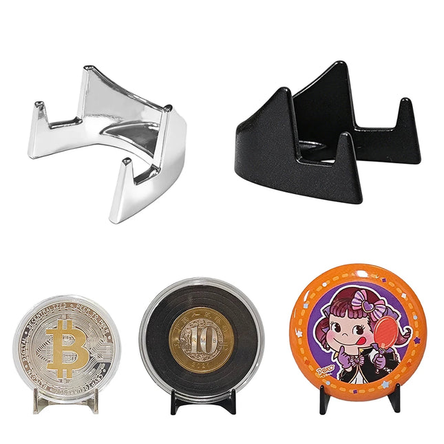 1Pcs Small Metal Display Stand Commemorative Challenge Coin Holder Souvenir Coin Badge Medal Card Display Rack Bracket