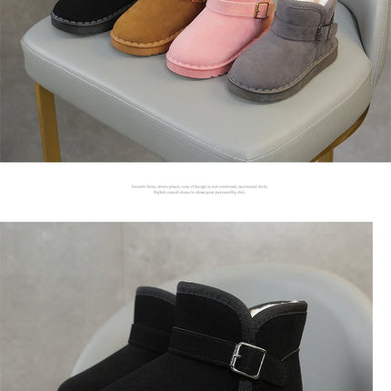 Boys Thermal Boots Kids Versatile Casual Buckle Non-slip Children Fashion Simple Non-slip Girls Snow Boots Cotton Winter Autumn