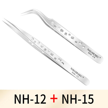 NAGARAKU Makeup Eyelashes 2pcs set N-01 N-02  Eyelashes Tweezers NH-12 NH-15  Accurate Lashes ST-12 ST-15  Pincet Stainless