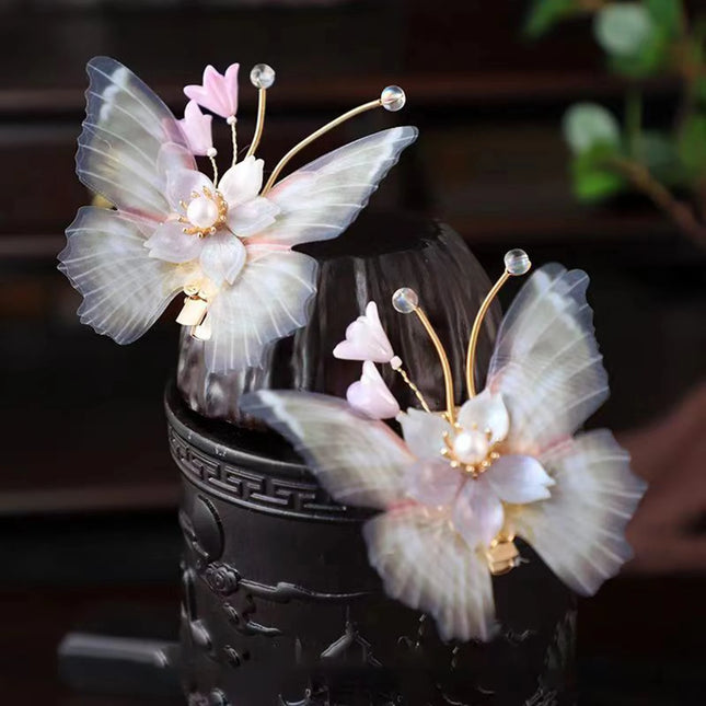Chinese Style Flower Butterfly Hairclip Hairpin Vintage Hanfu Hair Accessories Retro Dress Headdress Hairpin Hair Jewelry