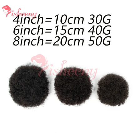 PHVA Model Kinky Curly Hair Bun, Adjustable Drawstring Afro Puff, Instant Volume Updo Hairpiece