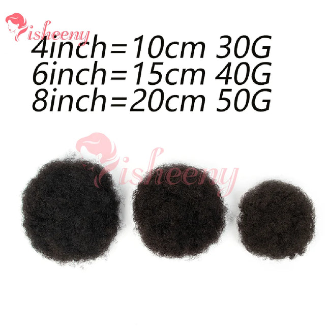 PHVA Model Kinky Curly Hair Bun, Adjustable Drawstring Afro Puff, Instant Volume Updo Hairpiece