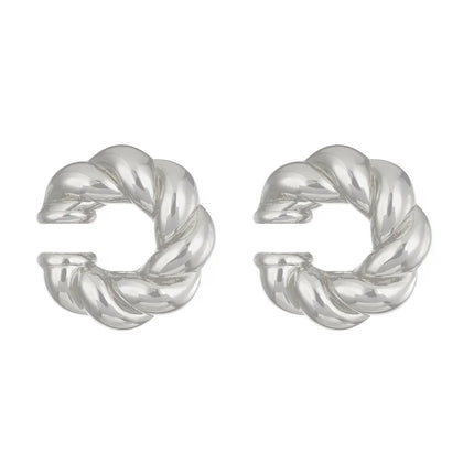 1 Pair Smooth Round C Shape Clip On Women Earrings Lightweight Without Piercing Cartilage Ear Cuff Gold Silver Color Earrings